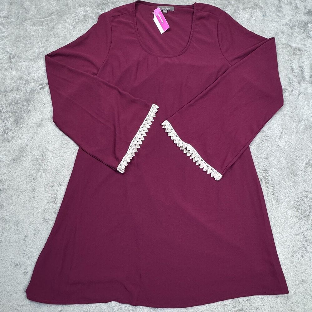 Umgee Tunic Dress Women's Size Large Burgundy Long‎ Sleeve